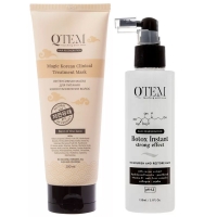Qtem - Набор средств для питания, восстановления и защиты волос: маска 200 мл + спрей-филлер 150 мл / Спрей для волос