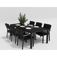 Обеденная группа Gardenini Calma черная L со стульями Bella / Комплекты садовой мебели