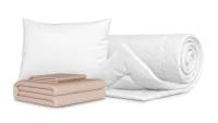 Комплект Одеяло Beat + Подушка Sky + Комплект постельного белья Comfort Cotton, цвет: Льняной / Подушки