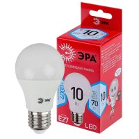 Лампа светодиодная ЭРА LED, 10Вт, Е27, груша, матовая, дневной свет / Светодиодные лампы Е27