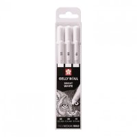 Ручки гелевые БЕЛЫЕ SAKURA Япония Gelly Roll 3 штуки узел 0,5/0,8/1 мм POXPGBWH3C 144071 (1)