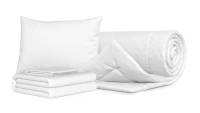Комплект Одеяло Beat + Подушка Sky + Комплект постельного белья Comfort Cotton, цвет: Белый / Подушки