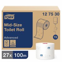 Бумага туалетная 100 м Tork Система Т6 комп. 27 шт. Advanced 2-слойная белая 126135 (1)