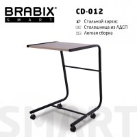 Стол BRABIX Smart CD-012 500х580х750 мм ЛОФТ металл/ЛДСП дуб каркас черный 641880 (1)