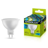 Лампа светодиодная ERGOLUX, GU5.3, 7 Вт, 4500К, 180-240 В / Светодиодные лампы GU10, GU5.3, GX53