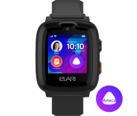 Часы-телефон ELARI детские KidPhone 4G с Алисой и GPS, черные / Детские часы