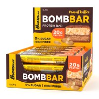 Ореховый протеиновый батончик Bombbar - Peanut Butter (12 шт) / Продукты для набора массы