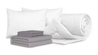 Комплект Одеяло Beat + 2 Подушка Sky + Комплект постельного белья Comfort Cotton, цвет: Светло-серый / Подушки