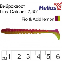 Виброхвост Helios Liny Catcher 2,35"/6 см, цвет Fio & Acid lemon 12 шт HS-5-027