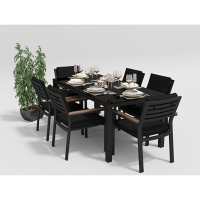 Обеденная группа Gardenini Calma черная M со стульями Bella / Комплекты садовой мебели