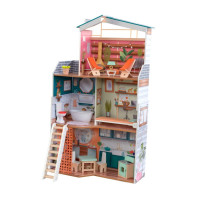Деревянный кукольный домик "Марлоу", с мебелью 14 предметов в наборе, свет, звук, для кукол 30 см