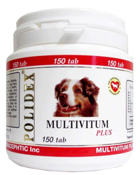 Multivitum plus для собак сбалансированная витаминно-минеральная подкормка профилактика авитоминоза, 150 таблеток, POLIDEX / Витамины, добавки