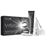 Ollin Professional - Набор для окрашивания бровей и ресниц, Холодно-коричневый / Макияж для глаз