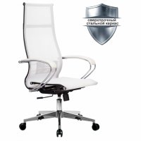 Кресло офисное МЕТТА К-7 хром прочная сетка сиденье и спинка регулируемые белое 532460 (1)
