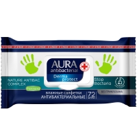 Aura - Влажные салфетки антибактериальные Derma Protect с ромашкой и с крышкой 72 шт / Чистящие и моющие средства