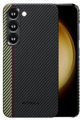 Чехол-накладка Pitaka MagEZ 3 Overture для Galaxy S23, арамид (кевлар), черный/зеленый / Чехлы