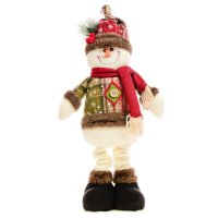 Игрушка мягконабивная Приветливый Снеговик с телескопическими ногами, 38x20x10 см / Фигуры новогодние