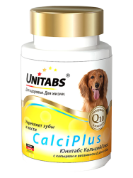 CalciPlus с Q10 c кальцием, фосфором и витамином D для собак, 100 таблеток, UNITABS / Витамины, добавки