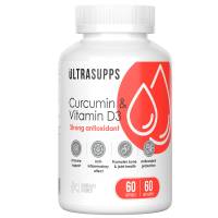 Куркумин и Витамин Д3, 60 капсул, Ultrasupps / Куркумин