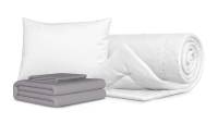 Комплект Одеяло Beat + Подушка Sky + Комплект постельного белья Comfort Cotton, цвет: Светло-серый / Подушки