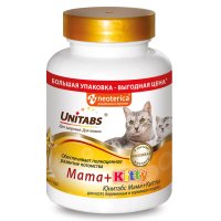 Витамины Unitabs Mama+Kitty c B9 для кошек и котят, 200 таблеток, Unitabs / Витамины, добавки
