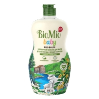 BioMio - Средство для мытья посуды бальзам для мытья детской посуды Ромашка и иланг-иланг, 450 мл / Чистящие и моющие средства