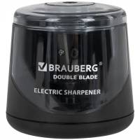 Точилка электрическая BRAUBERG DOUBLE BLADE BLACK двойное лезвие 271336 (1)