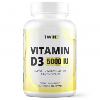 1Win - Комплекс &quot;Капсулированный витамин D3 5000 ME&quot;, 120 капсул / Витамины и БАДы