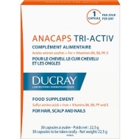 Ducray Аnacaps Tri-Activ Food Supplement - Капсулы для волос и кожи головы, 30 шт. / Ампулы для волос