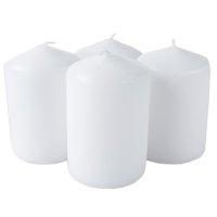 Набор свечей-столбиков LUMI, размер: 4х4х6см, пленка, 4 шт, белый, парафин, стеарин, 6 часов / Свечи