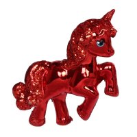 Елочная игрушка Сказочный единорог, 9х3х10 см, красный / Елочные украшения