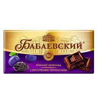 Темный шоколад Бабаевский с кусочками чернослива, 90 гр. / Темный шоколад