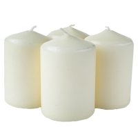 Набор свечей-столбиков LUMI, размер: 4х4х6см, пленка, 4 шт, сл.кость, парафин, стеарин, 6 часов / Свечи
