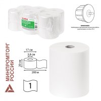 Полотенца бумажные рулонные 200 м Laima (H1) Advanced 1-слойные белые к-т 6 рул 112503 (1)