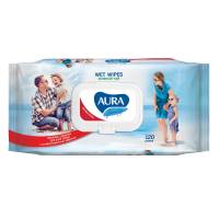 Салфетки влажные AURA Family с антибактериальным эффектом / Бумажные полотенца, салфетки, вата