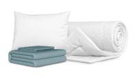 Комплект Одеяло Beat + Подушка Sky + Комплект постельного белья Comfort Cotton, цвет: Серо-голубой / Подушки