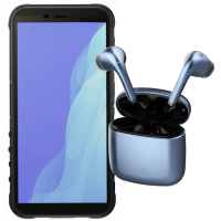 Комплект Смартфон Fplus Pro R570E ОС Аврора + наушники TWS Accesstyle Nimbus чёрный/синий / Смартфоны