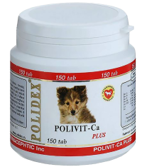 Polivit-Ca plus  поливит-кальций плюс предназначен для щенков беременных и кормящих сук, 150 таблеток, POLIDEX / Витамины, добавки