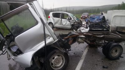 В Алданском районе при столкновении трех машин пострадали пять человек / ЯСИА  Алданский Республика Саха (Якутия)