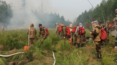 В Среднеколымском районе в 5,4 км от села Налимск действует лесной пожар