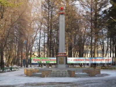 Памятник Каратаеву, погибшему  в борьбе с японо-манчжурами /  / Новосибирская область