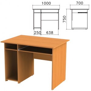 Стол компьютерный "Фея", 1000х700х750 мм, с тумбой, цвет орех милан, СФ05.5 640005