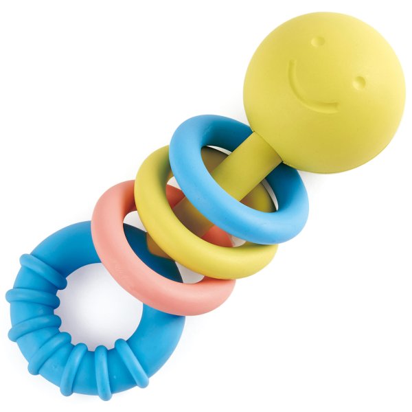 Игрушка для малышей прорезыватель - погремушка "Улыбка" (с цветными кольцами)