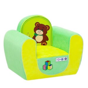 Бескаркасное (мягкое) детское кресло "Медвежонок", цв. Желтый+Салатовый