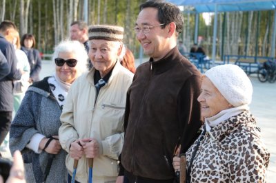 В мирнинском парке жители общались с главой Республики Саха