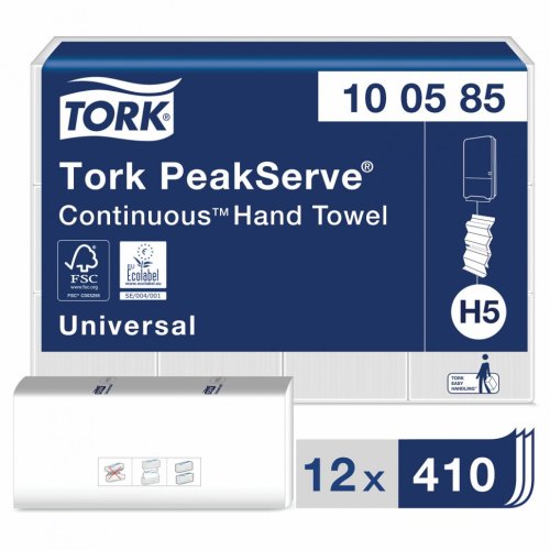 Полотенца бумажные 410 шт. Tork PeakServe Universal комп. 12 шт. 22,5x20 см W 129996 (1)