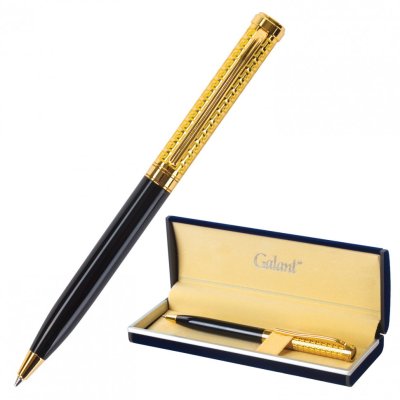 Ручка подарочная шариковая Galant Empire Gold корпус черный с золотистым синяя 140960 (1)