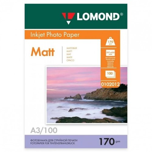 Фотобумага матовая A3 170 г/м2 двусторонняя 100 листов Lomond 0102012 (1)