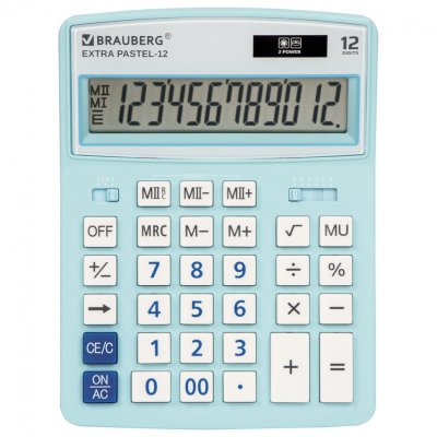 Калькулятор настольный Brauberg Extra PASTEL-12-LB 206x155 мм 12 разр. голубой 250486 (1)