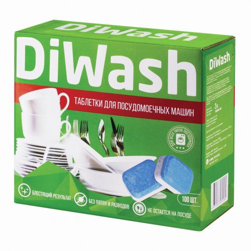 Таблетки для посудомоечных машин 100 штук DIWASH 604643 (1)
